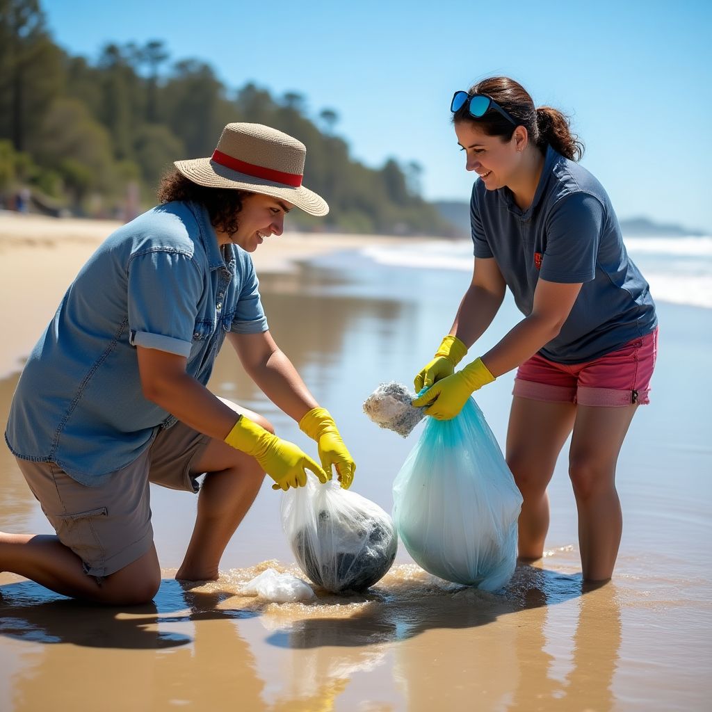Gold Coast Eco Rangers conducting beach cleanup